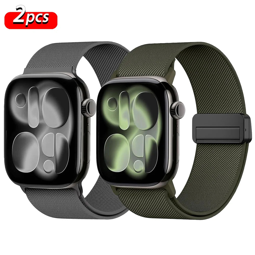 Magnetic Loop For Apple Watch Band 40mm 44mm 45mm 49mm 41mm 38 Nylon sport bracelet iwatch ultra 4 3 2 Series 12 11 10 9 8 se