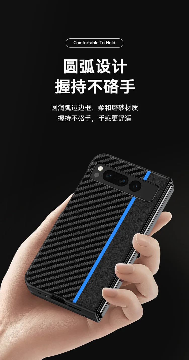 Kevlar Print Carbon Fiber Case For Google Pixel Fold Fashion Anti-drop Cover Anti-knock Cases For Google PixelFold