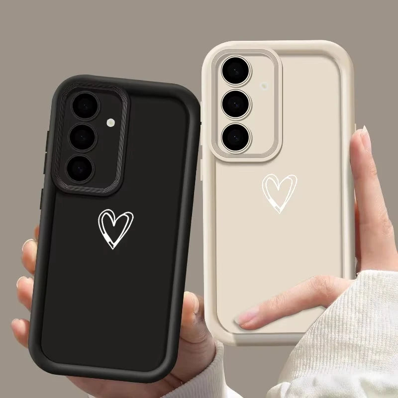 Simple Love TPU Case For Samsung S26 S25 S24 S23 S22 S21 Ultra Plus FE S25 edge A54 Shockproof Solid Color Silicone Phone Cover