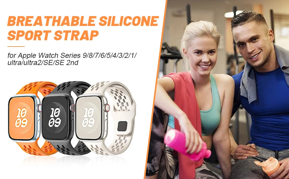 Silicone Strap For Apple Watch Band 46mm 44mm 45mm 42mm 41mm 40mm 49mm Sport Correas Bracelet iWatch Series 11 10 9 8 SE Ultra 2