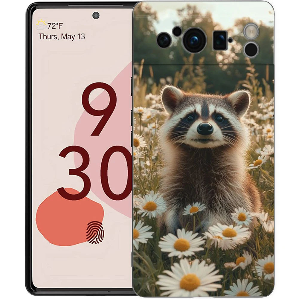 Raccoon Phone Case For Google Pixel 10 9 8 7 6 Pro XL 9A 8A 6A 7A 5G Soft Shockproof TPU Black Cover