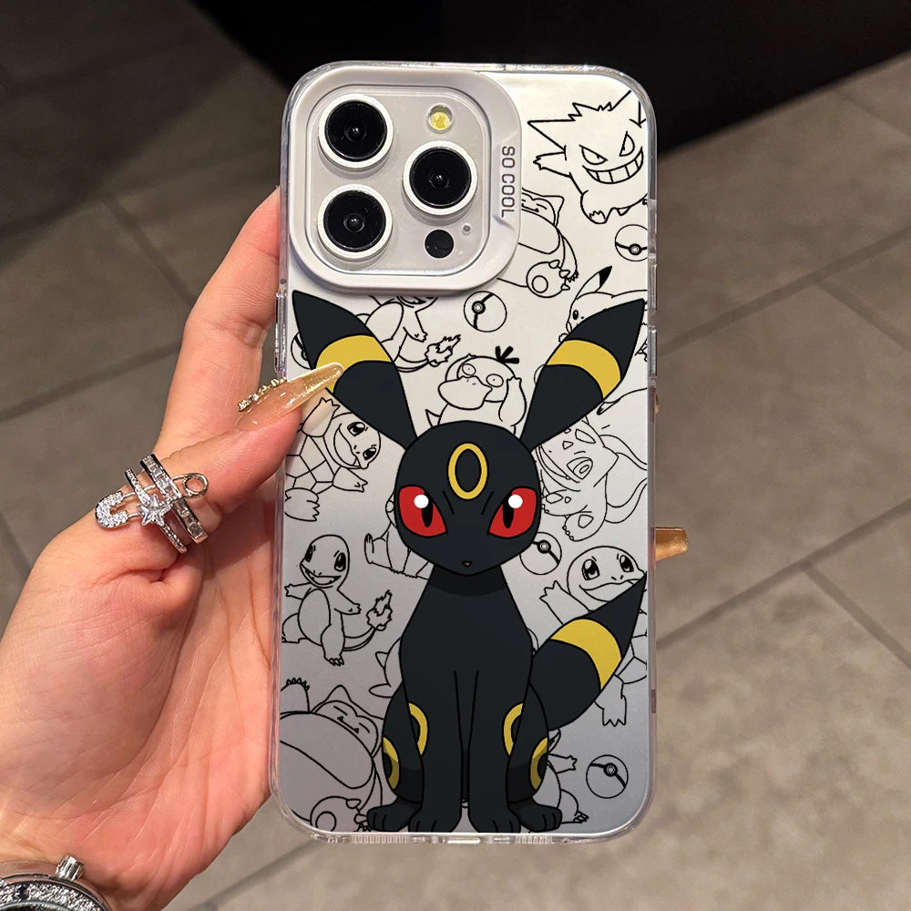 Cartoon Pokemons Umbreons Phone Case for Samsung Galaxy S26 S25 Edge S24 S23 S22 S21 FE S20 Ultra Plus 5G Silver Hard Cover