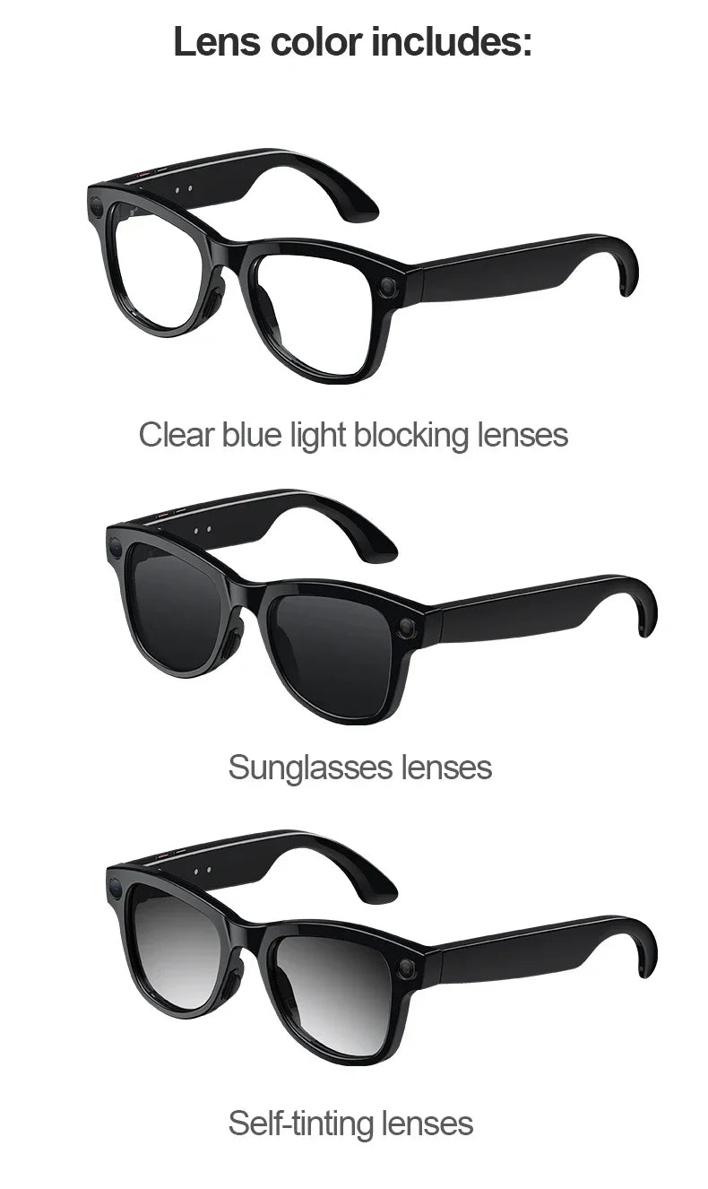 MOGCO Smart AI Glasses, 8MP Camera, Real-time Translation, 3600mAh Charging Case, 43.6g Ultra Lightweight Portable Eyeglasses
