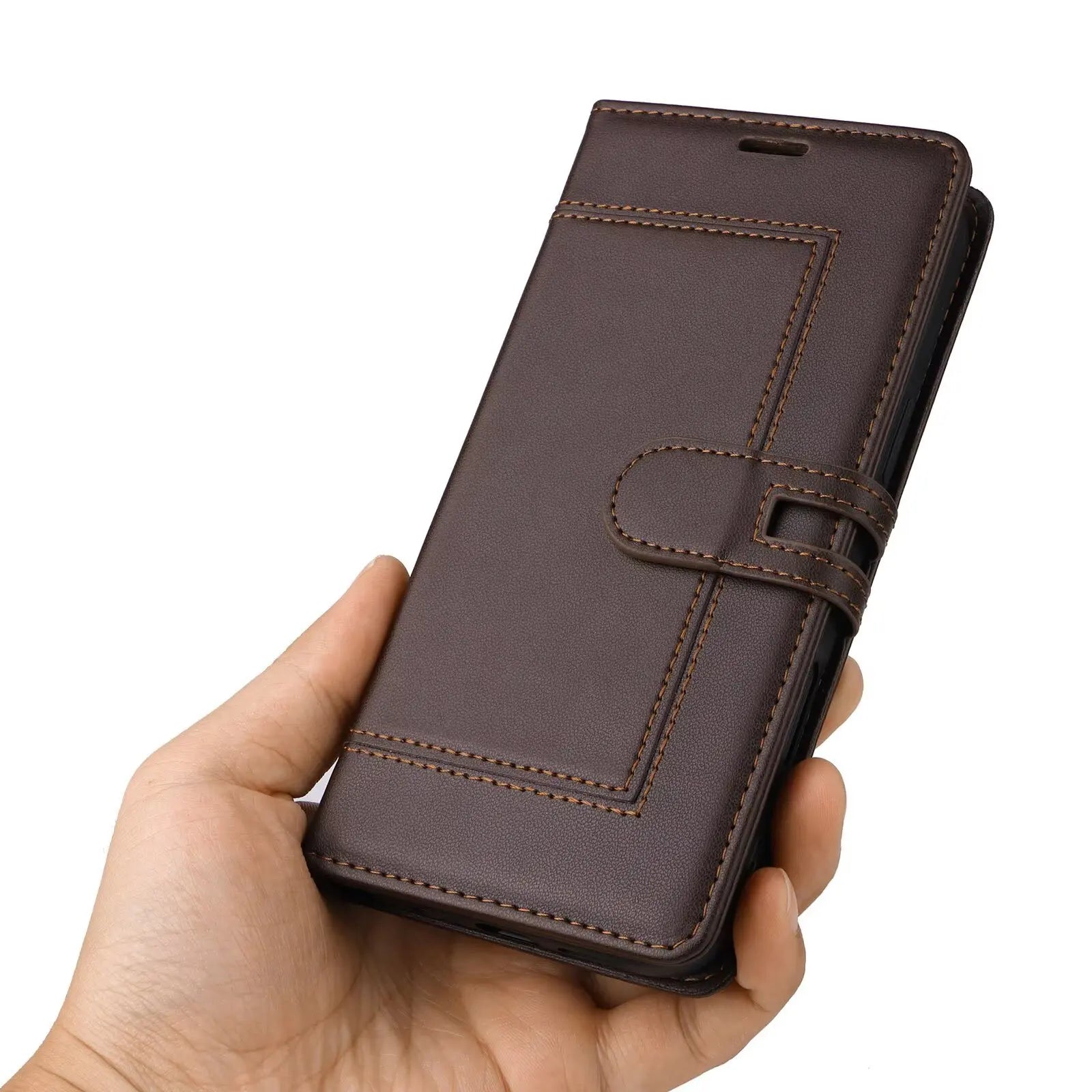 Business Leather Flip Phone Case for iPhone 17 Pro Max Air 16E 16 15 14 13 12 11 Pro XS XR Max Plus SE Card Wallet Pocket Cover