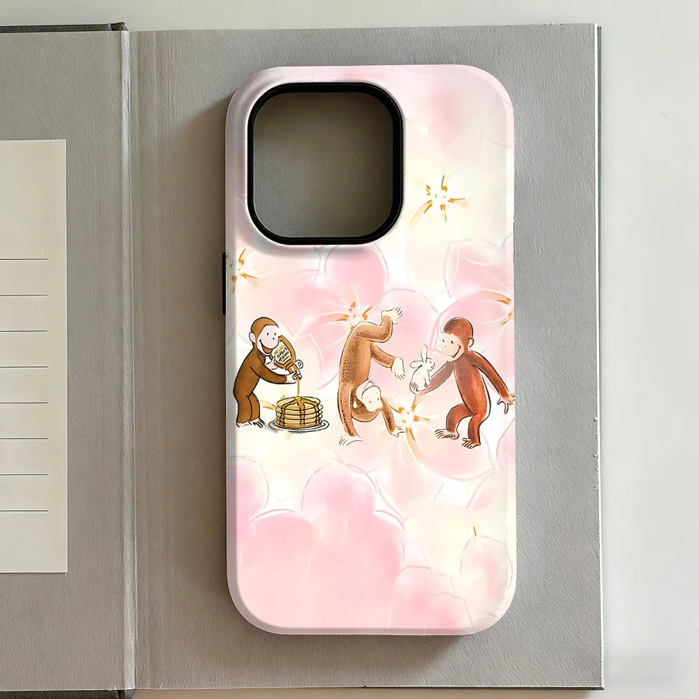 New Style Curious George Phone Case for iPhone 17 16e 16 15 14 13 12 11 X XS XR XSMAX 7 8 Air Pro Max Plus Luxury Double-layer