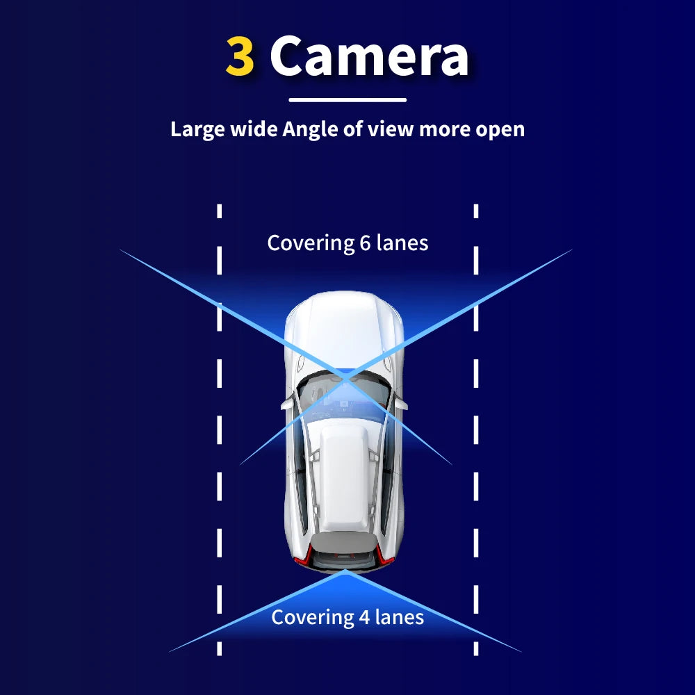 DashCam Car 3Cameras DVR 4Inch Fhd 1080P Auto Video Recorder Three-Lens With Rear View Camera Night Vison Registrator Black Box