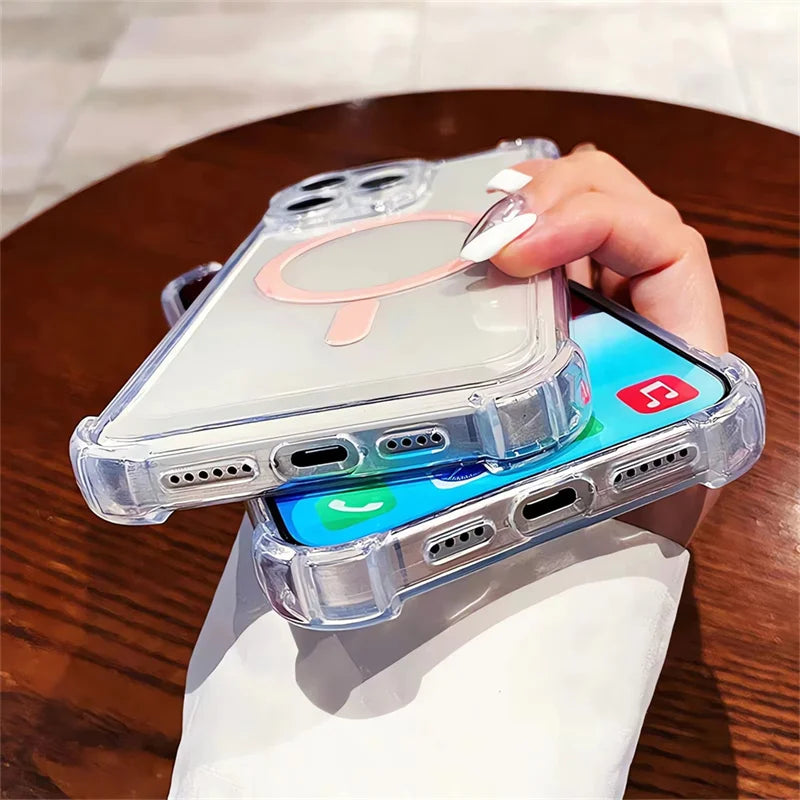 Wireless Charge Case For iPhone 17 16 15 14 13 12 11 Pro Max Magnetic For Magsafe Phone Cases For iPhone Air 15 14 16 Plus Cover
