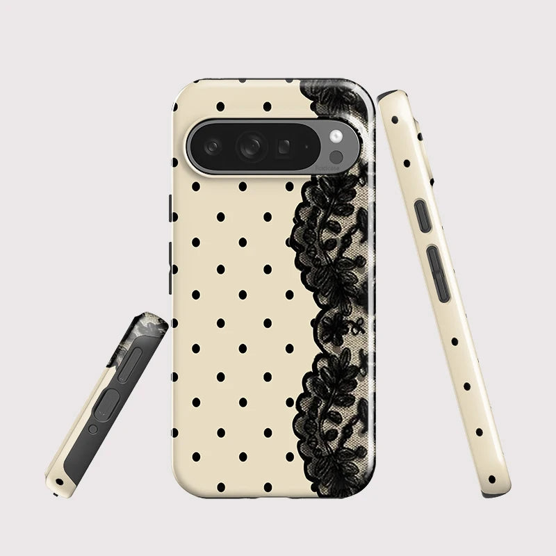 Fcicicase Lace Circular Dots Print Phone Case For Google Pixel 10A 7A 8A 10 9 Pro XL 10 9 8 Pro Anti-Drop Dual Layer Cover