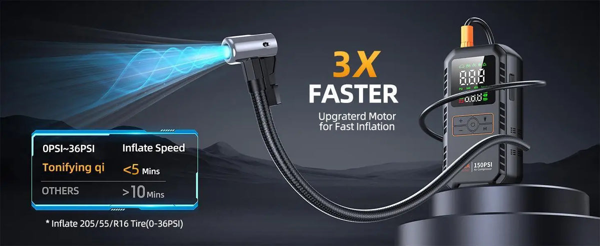 5000A Car Jump Starter with Air Compressor 150PSI Tire Inflator Auto Battery Booster Portable Jump Box