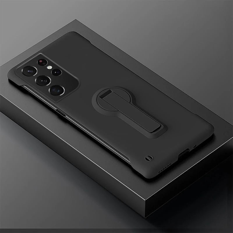 Luxury Frameless Hard PC Phone Case For Samsung S24 S23 S22 S21 S20 S25 Edge FE S10 Note 20 Ultra 10 Plus Stand Back Cover