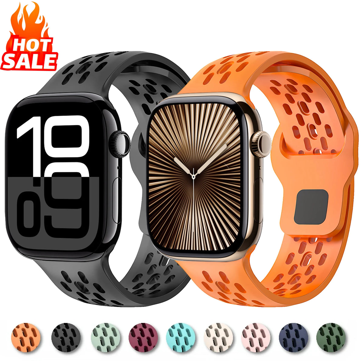 Silicone Strap For Apple Watch Band 46mm 44mm 45mm 42mm 41mm 40mm 49mm Sport Correas Bracelet iWatch Series 11 10 9 8 SE Ultra 2