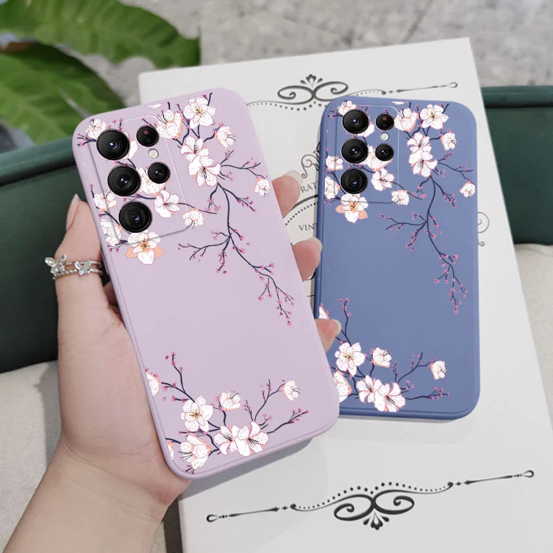 Plum Blossom Phone Case For Samsung Galaxy S25 FE S24 S23 S22 S21 S20 Ultra Plus FE S10 S9 S10E Note 20 ultra 10 9 Plus Cover