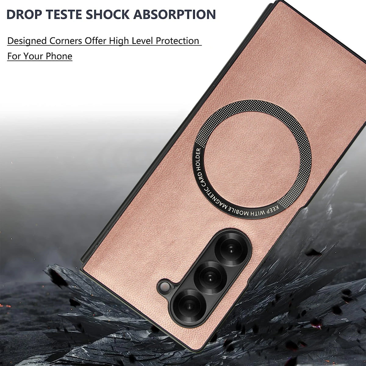 Shockproof Protective Leather Phone Case For Samsung Galaxy Z Fold 8 7 6 5 4 Ultra Magnet Ring Compatible with Wireless Charger
