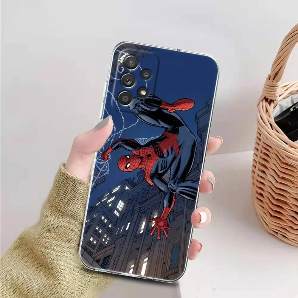 Spider Man Case For Samsung Galaxy A57 A37 A17 A07 A56 A36 A26 A16 A06 A55 A35 A25 A15 A54 A34 A73 Spiderman Clear Phone Cover