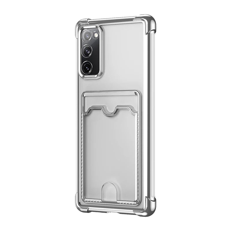 Luxury Shockproof Phone Case For Samsung Galaxy S25 Edge S24 S23 S22 S21 S20 FE Note 20 Ultra 9 Transparent Card Slot Bag Cover
