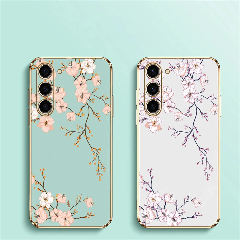 S24 Luxury Plating Silicone Phone Case For Samsung Galaxy S23 Ultra S22 Plus S23 FE S20 S21 S10 Soft Shockproof Cover