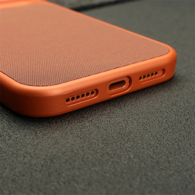 Luxury Business Diamond Pattern Leather Magnetic Case for iphone Air 12 13 14 15 16 17 Pro Max Retro Armor Shockproof Back Cover