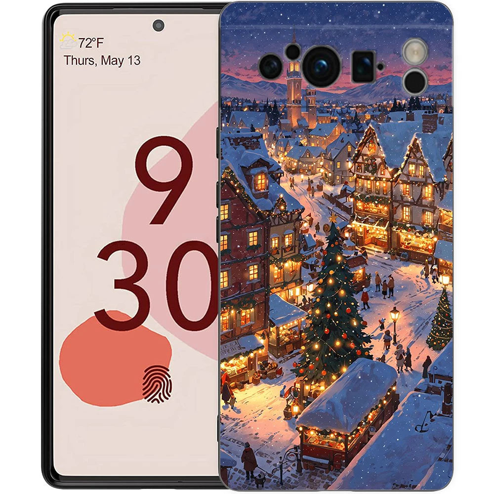 Cartoon Christmas Style Phone Case For Google Pixel 10A 10 9 8 7 6 Pro XL 9A 8A 6A 7A 5G Soft Shockproof TPU Black Cover