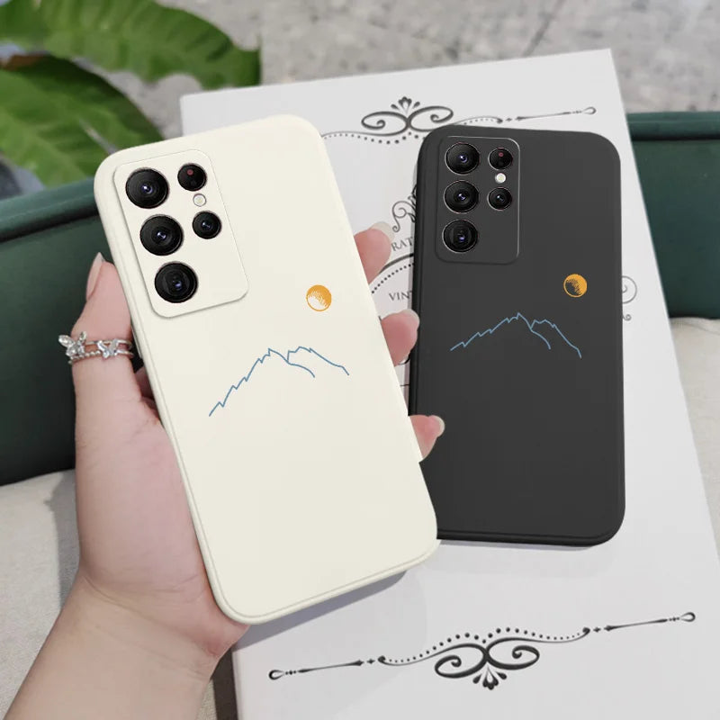 Line Mountain Phone Case For Samsung Galaxy S25FE S24 S23 S22 S21 S20 Ultra Plus FE S10 S9 S10E Note 20 Ultra 10 9 Plus Cover