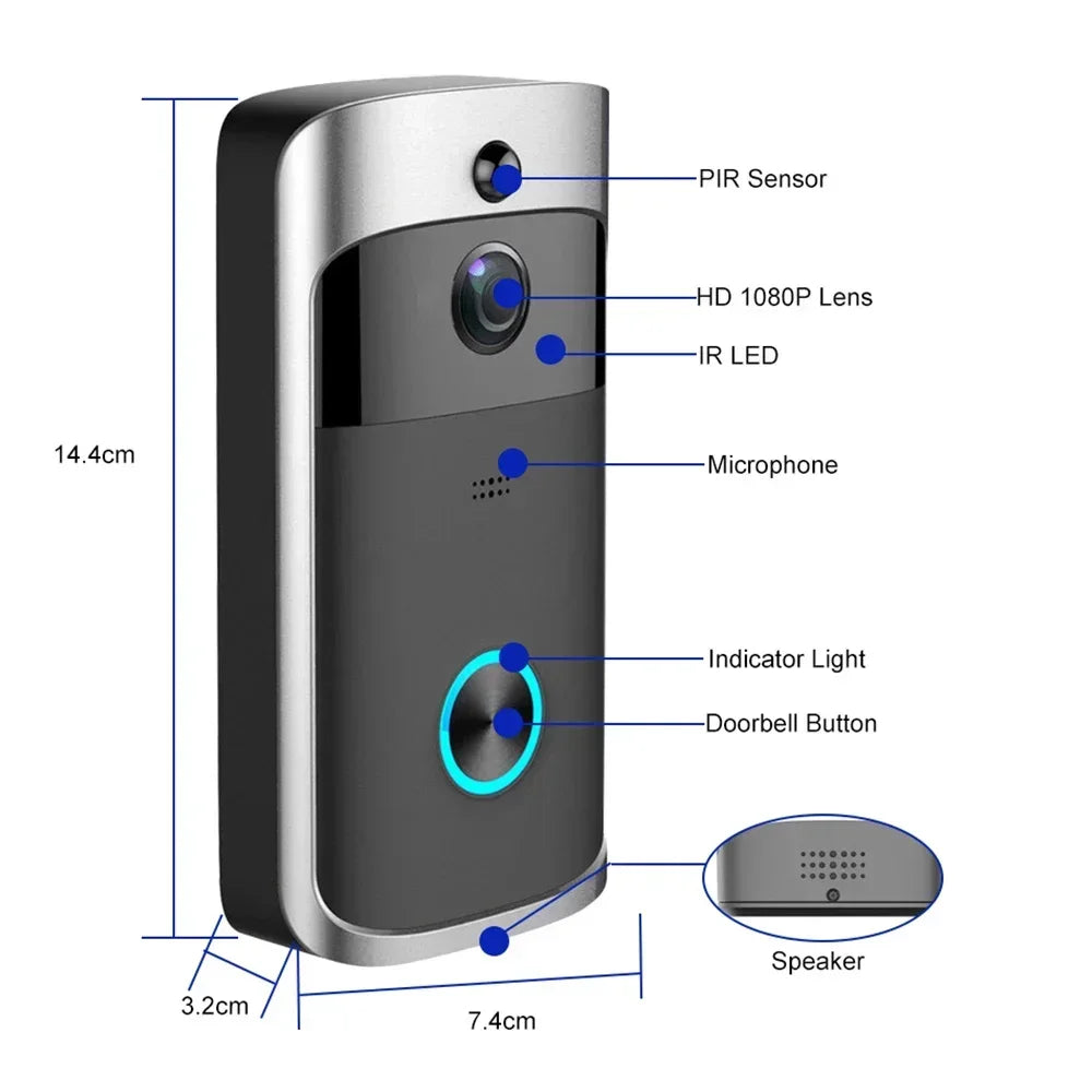 720P HD Smart Home Wireless WIFI Doorbell Camera Security Video Intercom IR Night Vision AC Battery Operated House Doorbell New