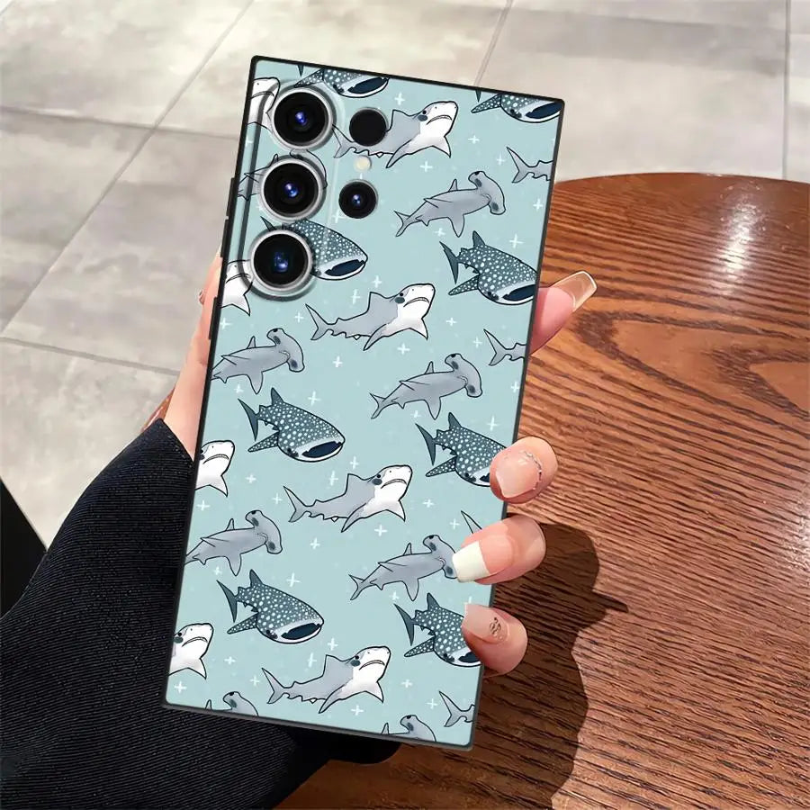 Funda Phone Cover Case for Samsung Galaxy S26 Ultra S10 S9 S23 S20 Ultra S25 Plus S24 S21 FE Note 20 8 9 10 Ocean Shark Whale