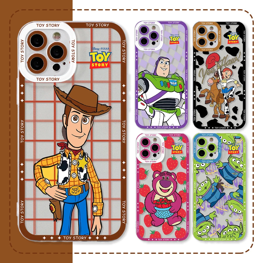 Toys Storys Woodys Aliens Phone Case for Apple iPhone 17 Air 16 15 14 Plus 13 12 11 Pro Max Border printing Transparent Cover