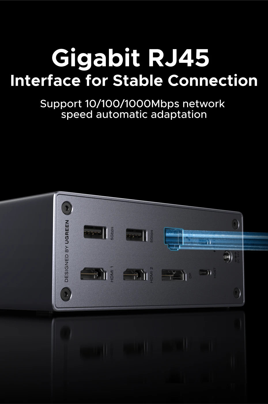 UGREEN 14-in-1 USB HUB Docking Station Type-C to 4K120Hz DP 4K60Hz 2xHDMI SD/TF RJ45 10Gbps USB-A/C PD Charging DC for Laptop PC