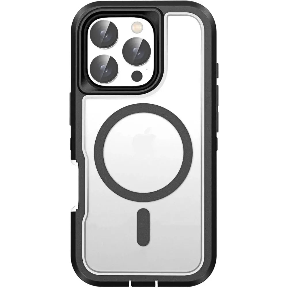 Premium Heavy Duty OTT Magnetic Armor Case for IPhone 17 16 15 14 Plus 13 12 Pro Max Anti-Slip Grip Charging Protect Cover Box