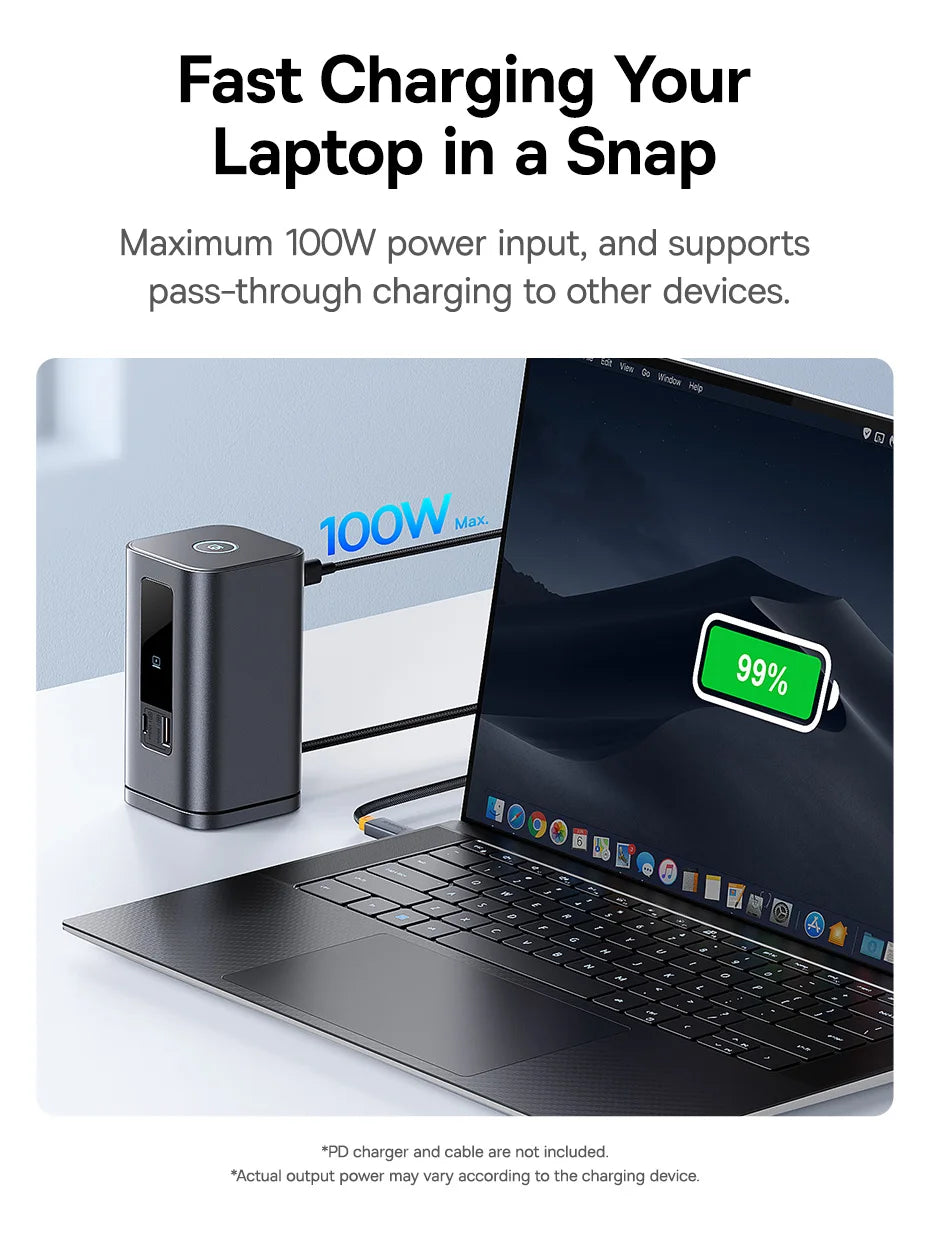 Baseus USB C Hub to DP 4K@60Hz HDMI DisplayPort 11-IN-1 Docking Station Triple Display RJ45 PD 100W For Window Mac USB 3.1 HUB