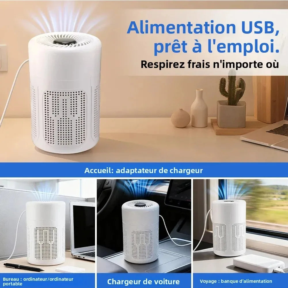 Mini Desktop Air Purifier Portable Air Cleaner HEPA Filter Freshener Odor Remover Compact Air Quality Improvement Devic