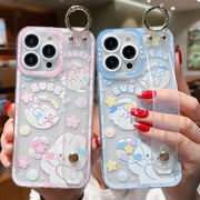 SoCouple Bear Rabbit Wrist Strap Case For Samsung S23 S24 S22 S21 S20 FE Plus Ultra Note 10 20 Soft Silicone Phone Holder Cover