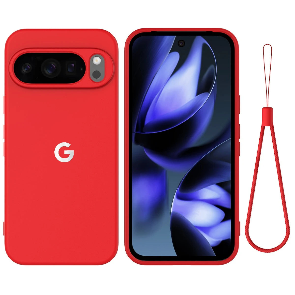 Fashion Liquid Silicone Case For Google Pixel 11 10 9 8 Pro XL 10a 9a 8a Shockproof Soft TPU Protection Cover With Lanyard Strap