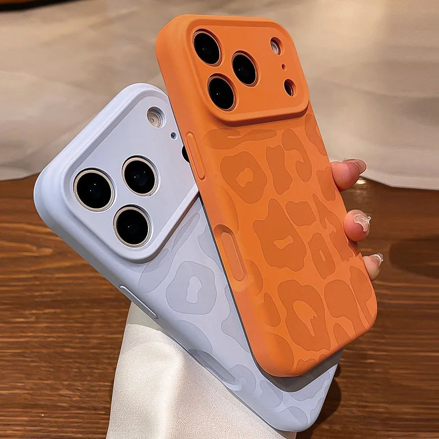 Leopard Pattern Liquid Silicone Case for iPhone 17 16 Pro Max Air 14 15 Plus 11 12 Camera Control Button Soft Shockproof Cover