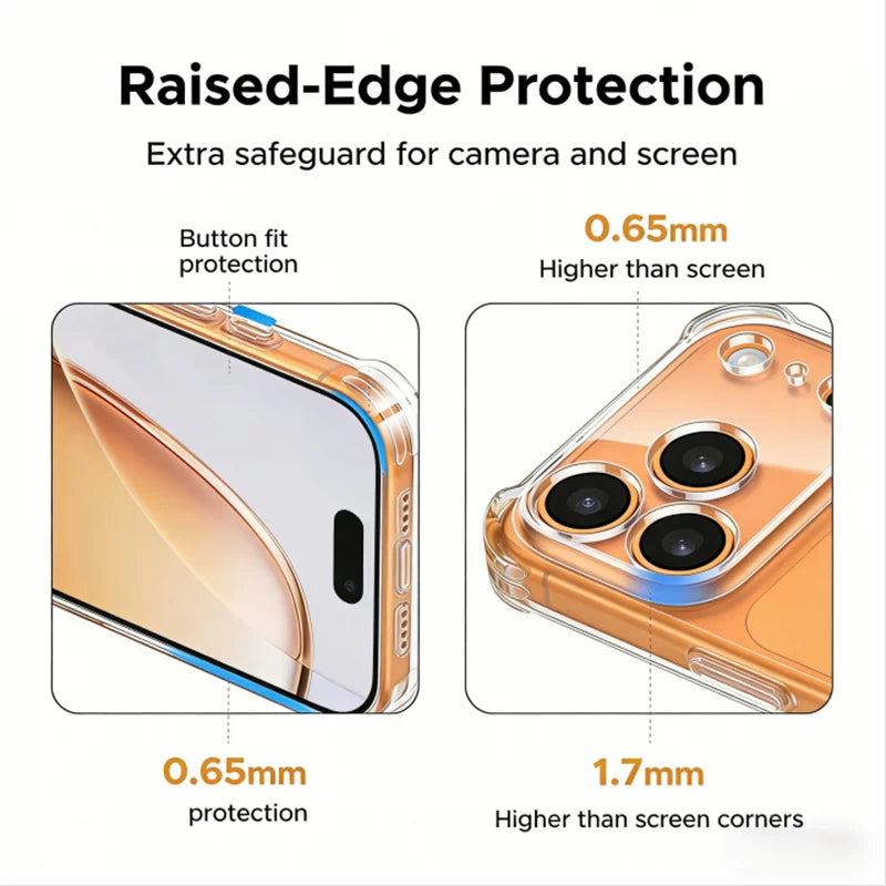 Shockproof Clear Bumper Phone Cases For iPhone 17 13 12 11 Pro Max 16e 17 Air Transparent Case For iPhone 16 15 14 Plus Cover