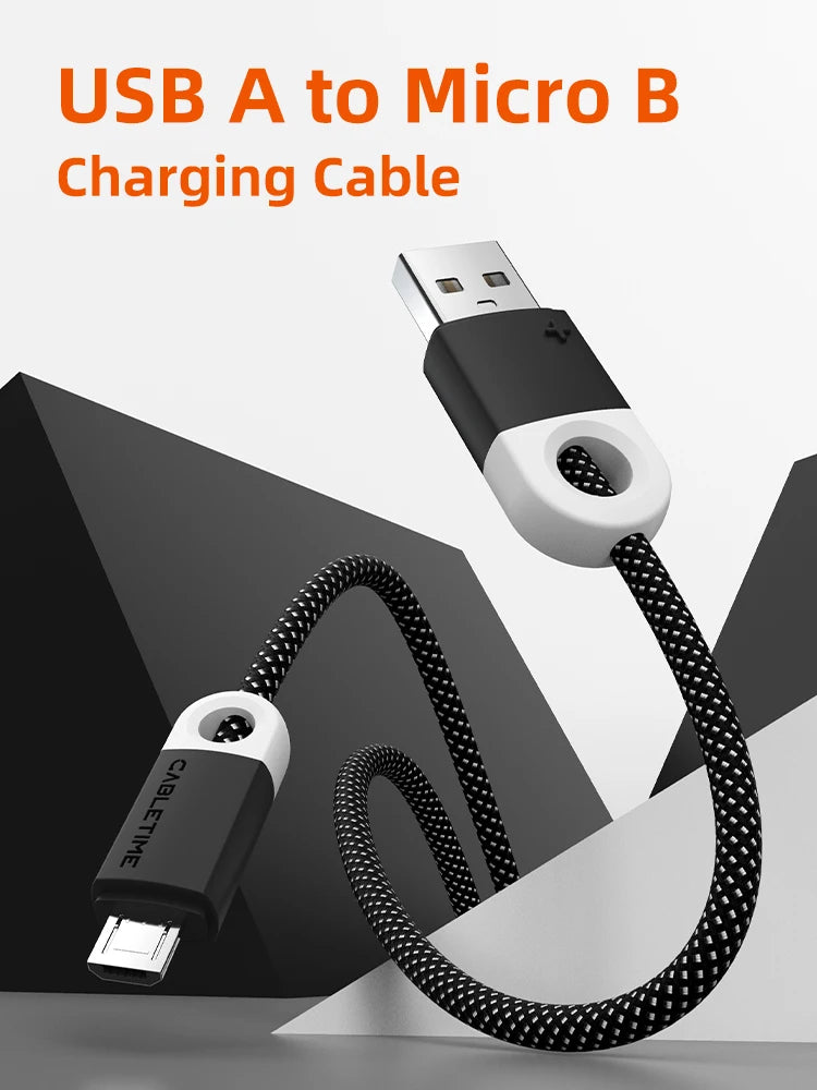 CABLETIME 3A USB A to Micro B Cable Black Fast Charger Date Cable for Xiaomi 10 Redmi Huawei LG Oneplus Fast Charge