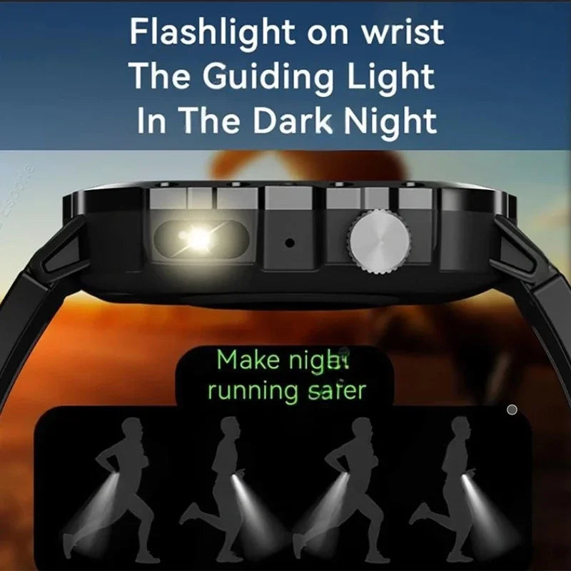 G.L Wear 2026 Smartwatch Outdoor Sport Fitness HR SpO2 Sleep Monitor LED Flashlight Bluetooth Call Men Women