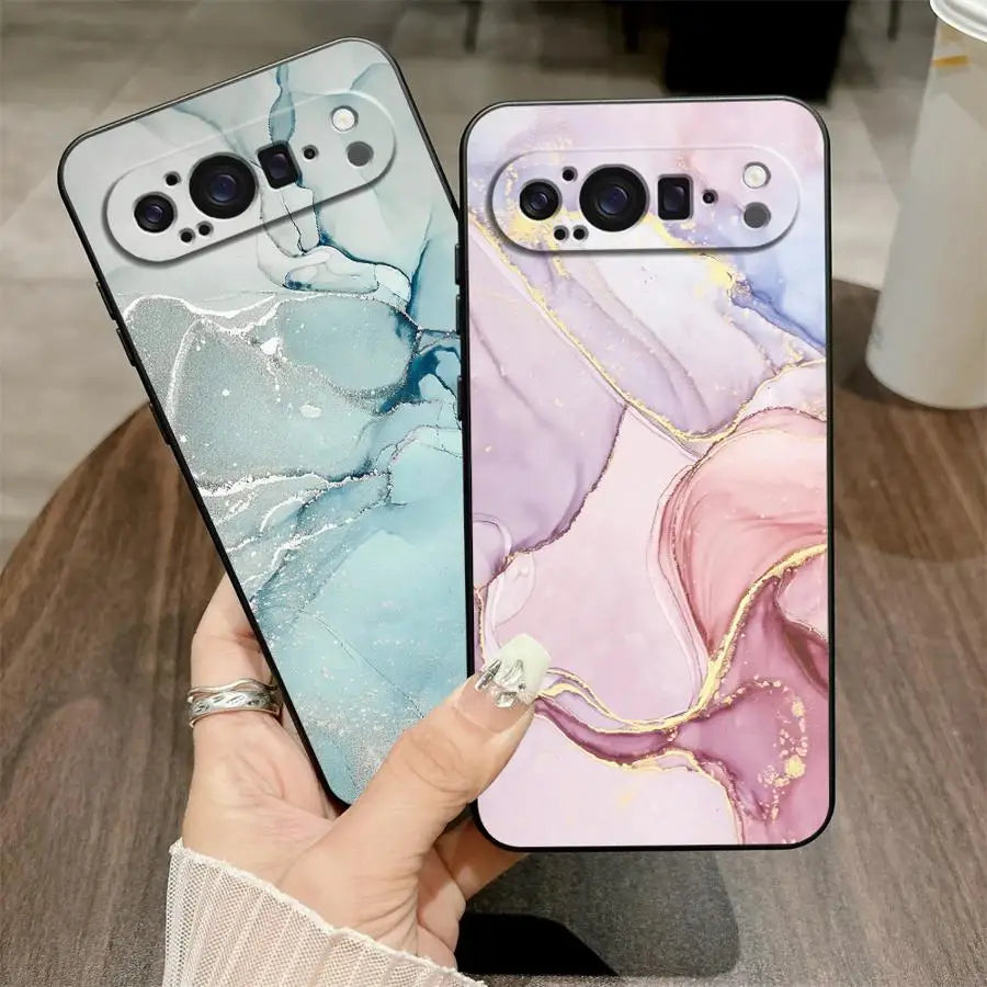 Funda Phone Cover Case for Google Pixel 6a 9a 6 7 8 Pro 10 9 Pro XL 8a 7a Pink And Green Marble