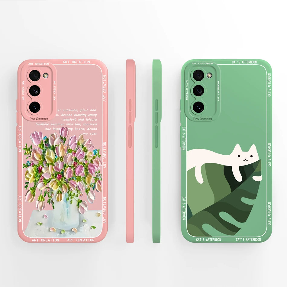 For Samsung S20 FE Ultra Phone Case Cute Back Cover For Galaxy S 20 S20FE S20Ultra Soft Liquid Silicone Full Protection Fundas