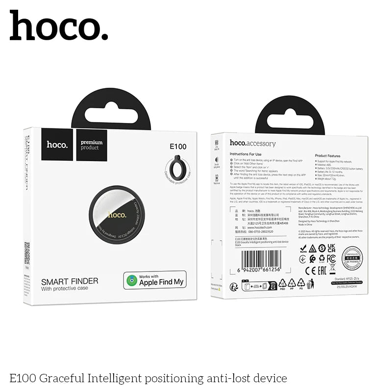 HOCO E100 Smart GPS Tracker Mini Tag Anti-Lost Device with Case for iOS Apple Find My App Car Key Pet Kids Thin Locator Finder