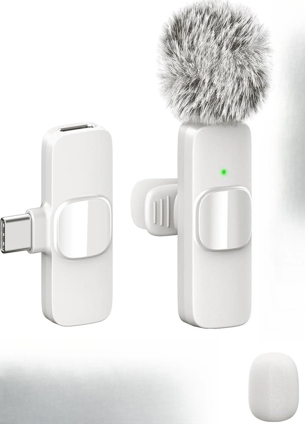 Wireless Lavalier Microphone Mini Lapel Mic with Noise Cancellation for iPhone/Android USB-C Video Podcast Vlog Recording