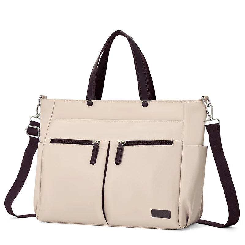 [ Laptop Bag ] Nylon casual ladies' laptop bag, daily commuting briefcase, lightweight double main pocket single-shoulder bag