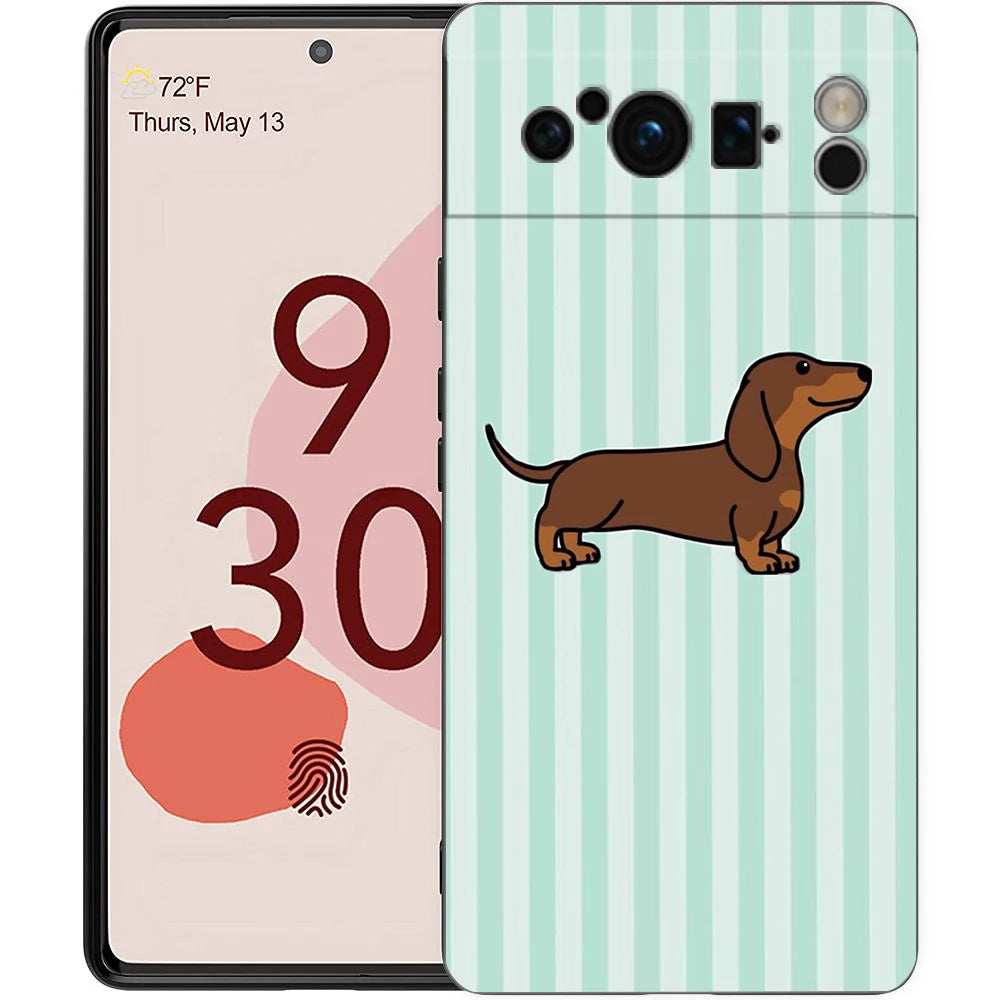 Cute Dachshund Bulldog Phone Case For Google Pixel 10A 10 9 8 7 6 Pro XL 9A 8A 6A 7A 5G Soft Shockproof TPU Black Cover