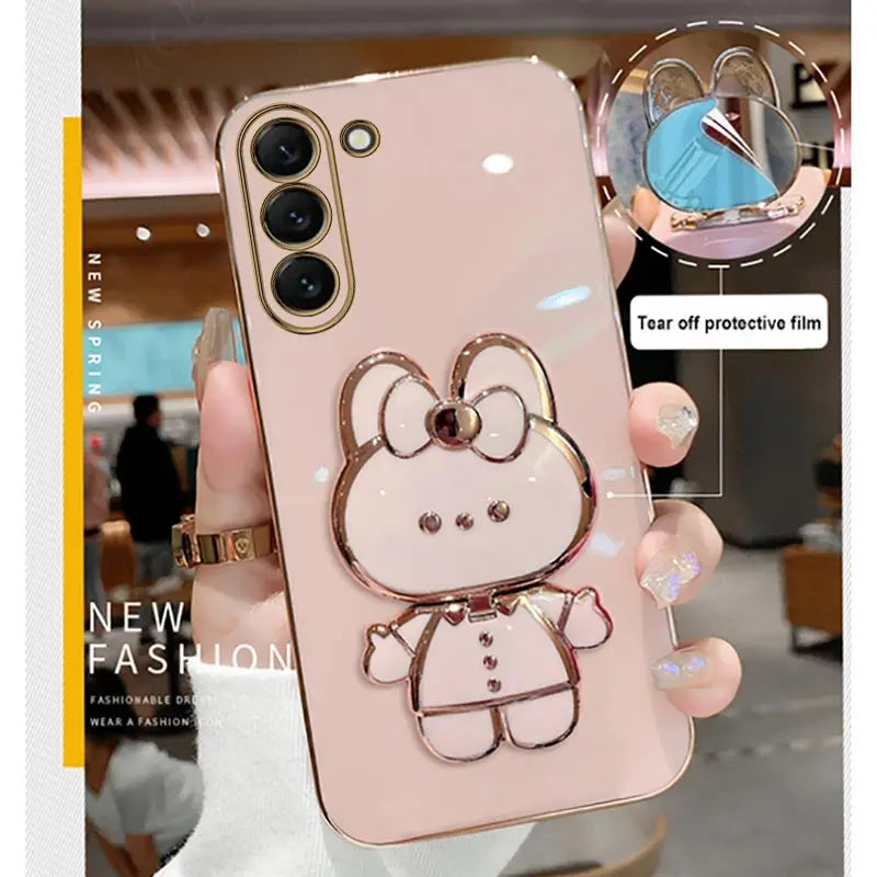 Mirror Plating Phone Holder Case For Samsung Galaxy S23 S20 S22 S21 S10 S9 S8 Note 10 20 8 9 Plus Ultra 5G S20 Fe Stand Cover