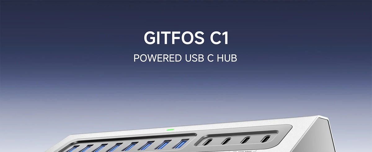 Powered USB Hub 15 in 1, USB 3.2 10Gbps Hub with Power Adapter, 7 USB A 3.0 Ports USB C, Docking Station for Laptop MacBook PC