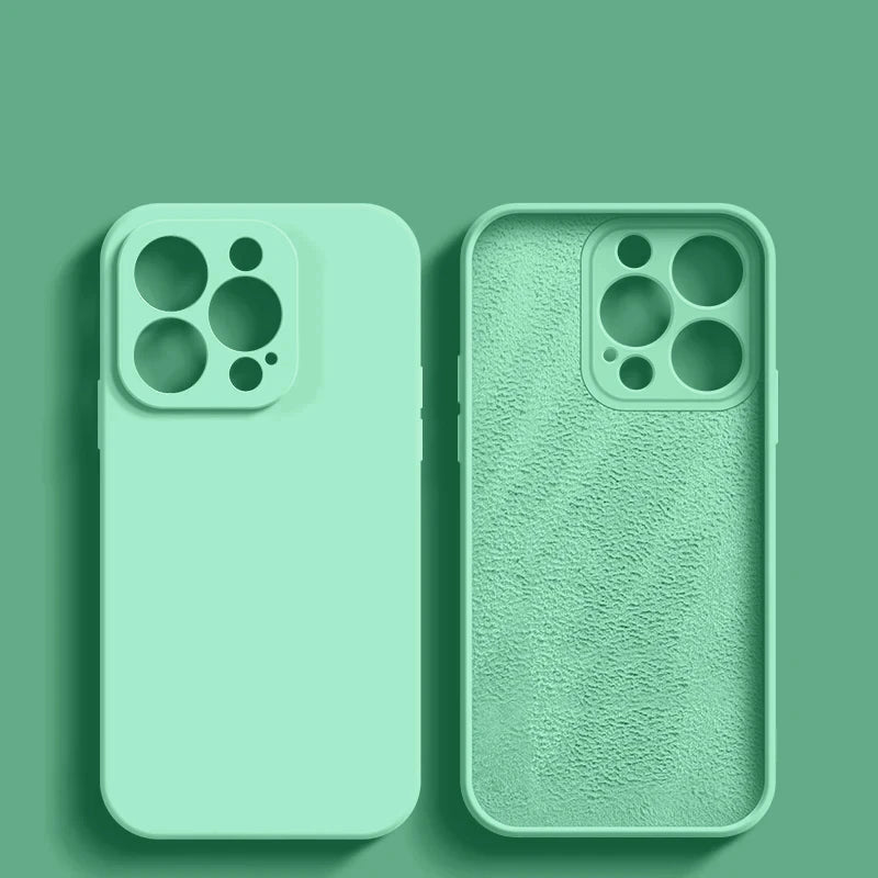 Luxury Liquid Silicone Phone Case For Apple iPhone 16 15 14 13 12 11 Pro Max Soft Case Shockproof Bumper Cover Phone Accessories