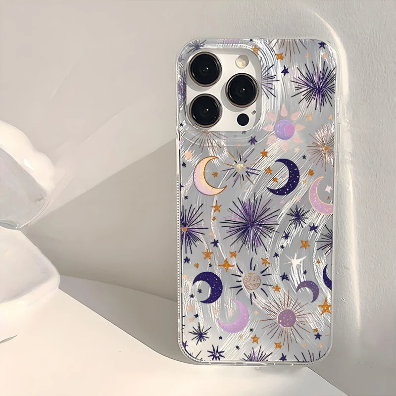 Gold Pink Blue Star Moon Sun Planet Case For Samsung Galaxy S26 S25 Ultra S23 Plus S24 FE S22 S21 S20 FE A56 A55 A54 A35 Cover