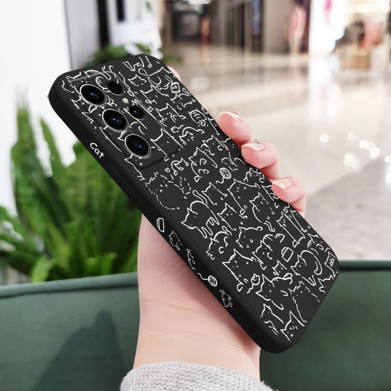 Line Cat Park Phone Case For Samsung Galaxy S25 S24 S23 S22 S21 S20 S10 S10E S9 Ultra Plus FE Note 20 Ultra 10 9 Plus Cover