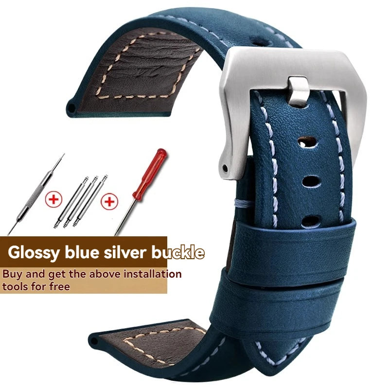 For Panerai Fossil SEIKO TISSOT Watchband Genuine Leather Bracelet male Frosted cowhide Strap Watch band 22 24mm 26m Accessories