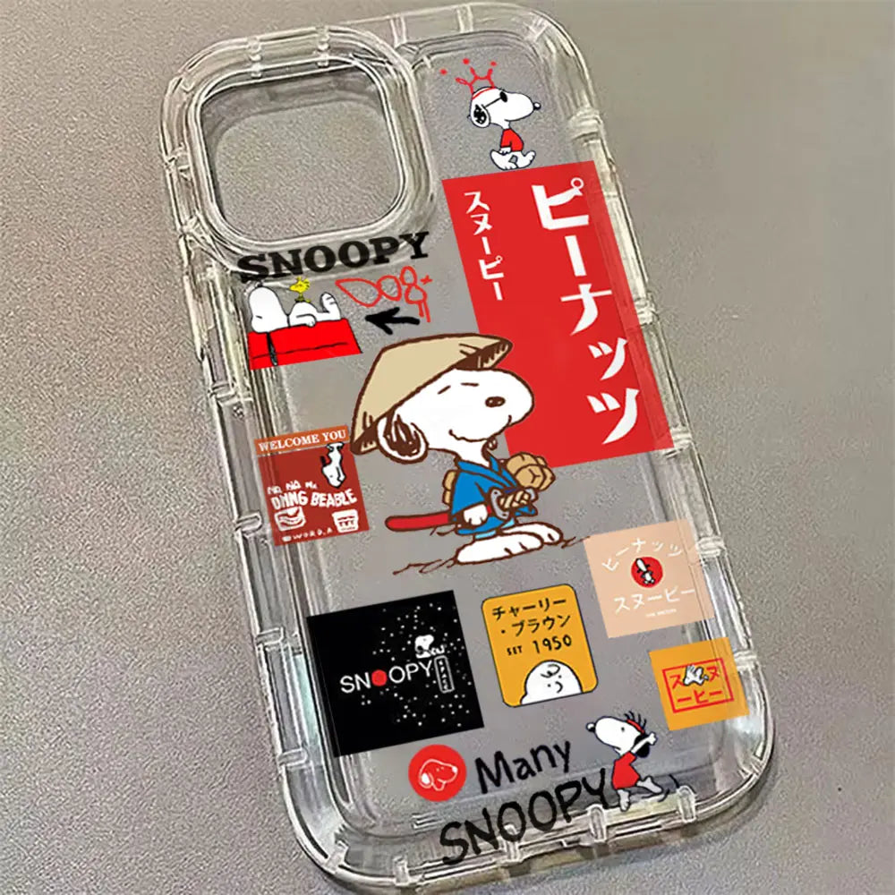 Lovely Cartoon Hot Snoopys Phone Case for iPhone 17 16 15 14 13 12 11 Pro Max Plus X XR XSMax Airbag Anti Fall Clear Back Cover