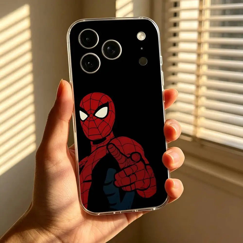 Classic-S-Spider-Man-S Phone Case For IPhone 17 16 15 14 Plus 13 12 11 Pro Max Phone Back Cover Transparent Shockproof Cover